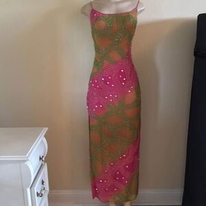 Elegant Pink and Green Women's gown